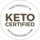 A circular badge stating This product is Keto Certified with ketocertified.com at the bottom.