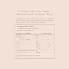 Beige label for KEE Liquid Marine Collagen Sachet - Limoncello, with ingredients and serving info in a minimal design.