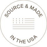 A circular badge with a flag and the text Source & Made in the USA around the edge.